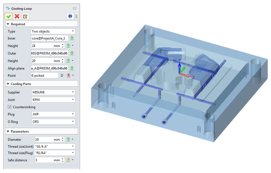 Figure 2. Create a cooling loop and preview it in real time